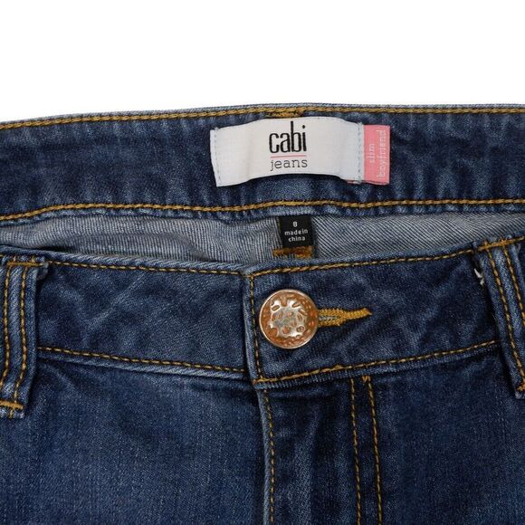 Cabi Jeans Womens 8 Slim Boyfriend Distressed Blue Low Mid Measures 33 x 29.5 - Picture 3 of 11